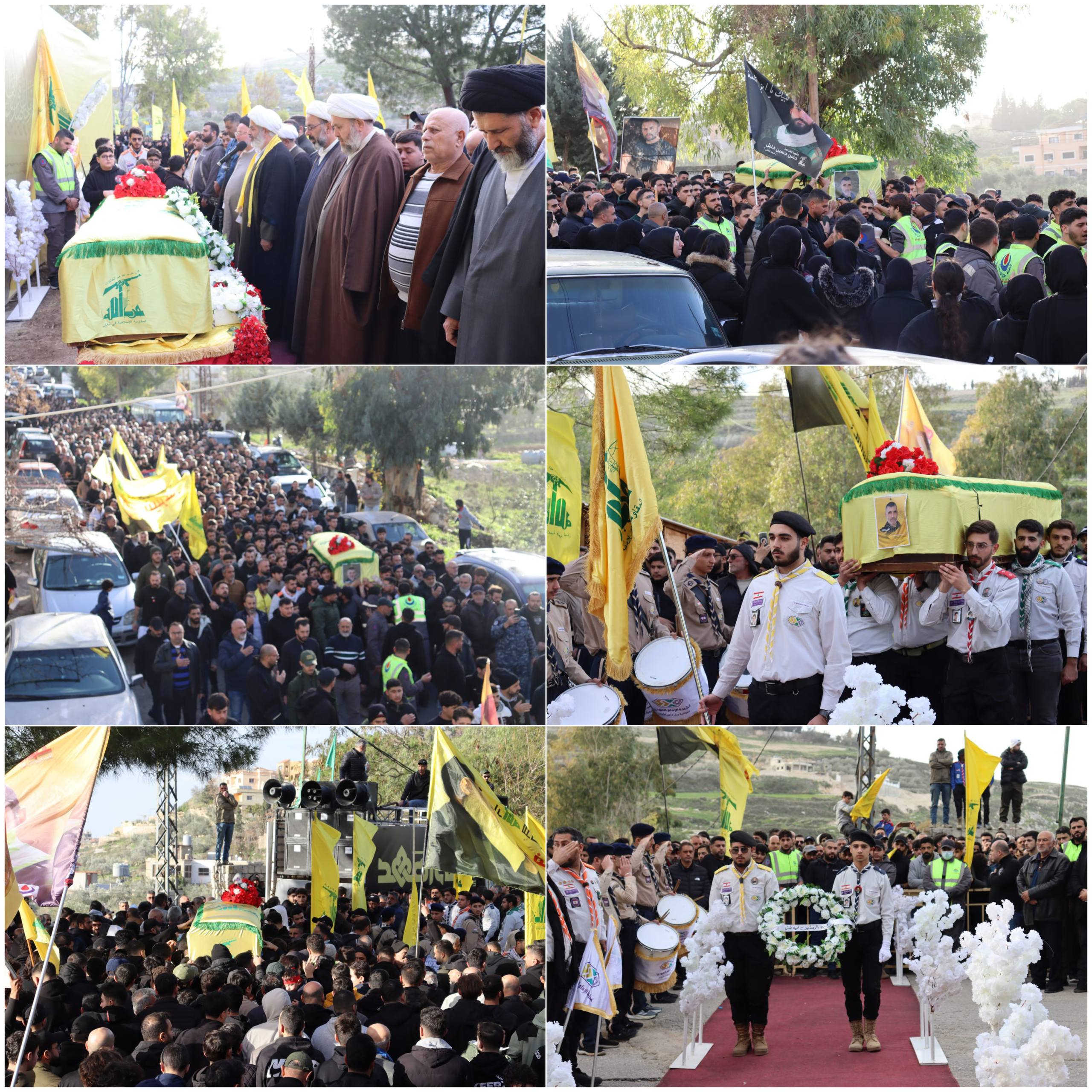 حزب الله وجماهير المقاومة يشيّعون الشهيد الحسيني في بلدة أرزون