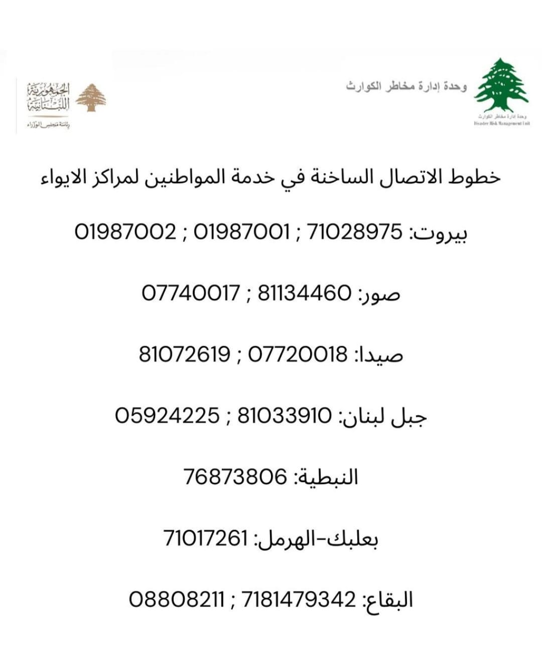 28 ألف نازح! وادراة الكوارث تنشر الخطوط الساخنة وعناوين مراكز الايواء