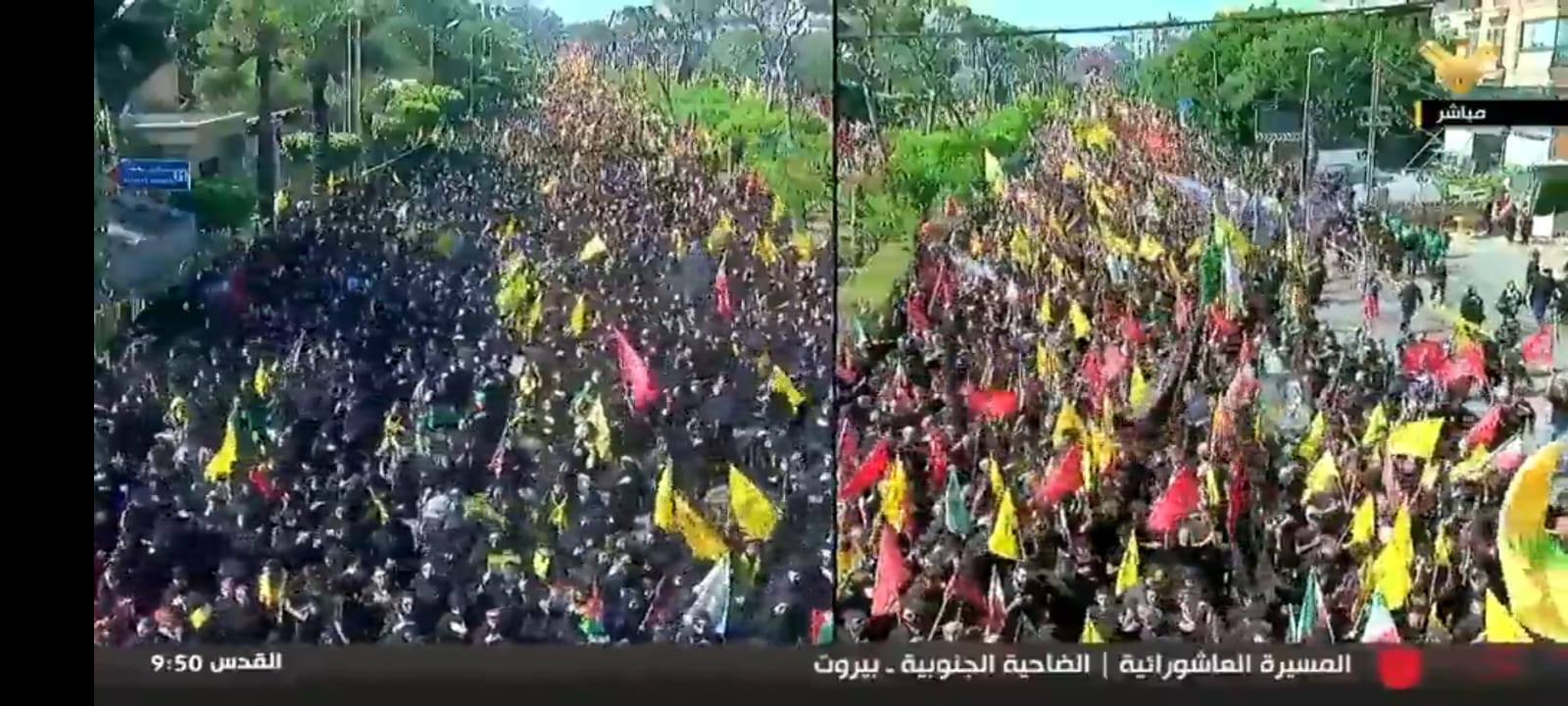 الحشود بالضاحية الجنوبية تجدد البيعة بمرقد السيد الشهيد نصر الله