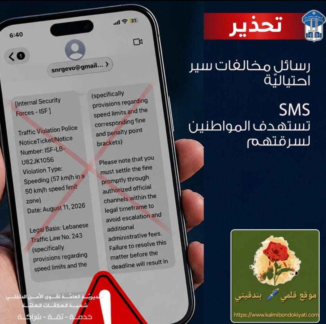 قوى الأمن تحذر من رابط احتيالي لخداع السائقين